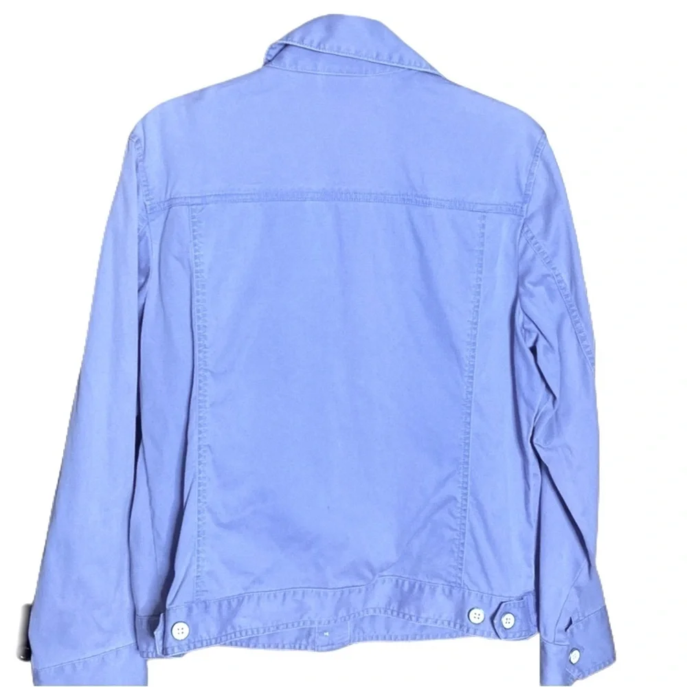 Chico's micro corduroy light blue button up jean jacket style light weight Sz L - Picture 2 of 8